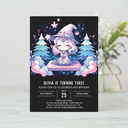 Aangepaste Dromerige Wizard Verjaardag Kaart (Staand voorkant)