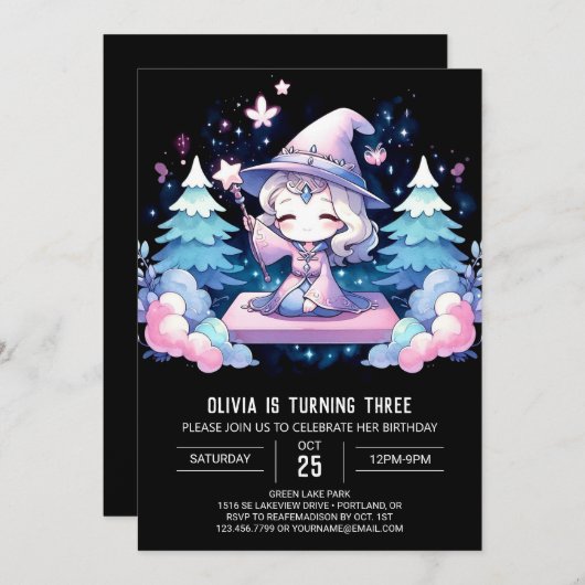 Aangepaste Dromerige Wizard Verjaardag Kaart (Voorkant / Achterkant)