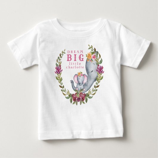 Aangepaste droom Grote kleine olifantenroze Floral (Voorkant)