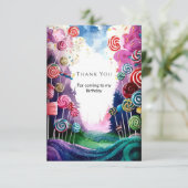 Aangepaste Droomland Candyland Verjaardag Bedankkaart (Staand voorkant)