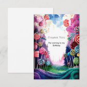 Aangepaste Droomland Candyland Verjaardag Bedankkaart (Voorkant / Achterkant)