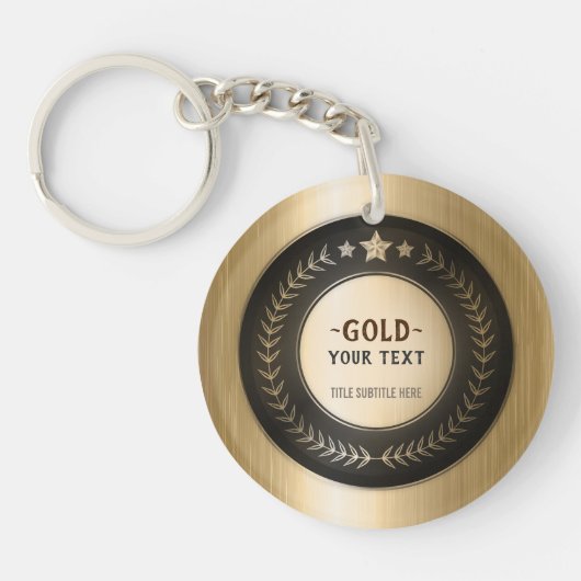 Aangepaste druk DIY-medaille Goud #1 Voeg uw logo Sleutelhanger (Voorkant)