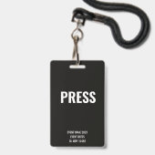 Aangepaste Druk Media Toegang Concert Festival Wit Badge (Voorzijde met lanyard)