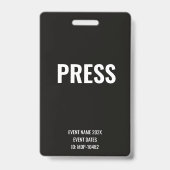 Aangepaste Druk Media Toegang Concert Festival Wit Badge (Voorzijde)
