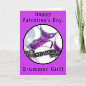 Aangepaste Drummer Girl Valentijnkaart Snare Drums Feestdagen Kaart (Voorkant)