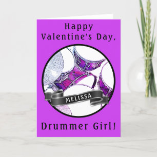 Aangepaste Drummer Girl Valentijnkaart Snare Drums Feestdagen Kaart