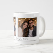 Aangepaste dubbele polaroid fotobeker met datum grote koffiekop (Voorkant rechts)