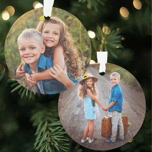 Aangepaste dubbelzijdige 2 foto ornament