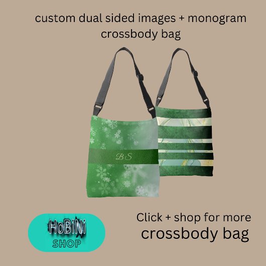 Aangepaste dubbelzijdige afbeeldingen + monogram crossbody tas