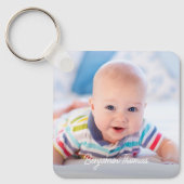 Aangepaste Dubbelzijdige Baby 2 Fotonaam Geboortes Sleutelhanger (Voorkant)