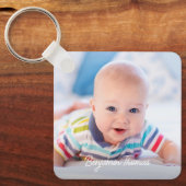 Aangepaste Dubbelzijdige Baby 2 Fotonaam Geboortes Sleutelhanger (Voorkant)