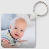 Aangepaste Dubbelzijdige Baby 2 Fotonaam Geboortes Sleutelhanger (Achterkant)
