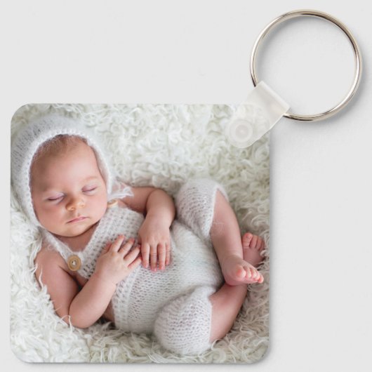 Aangepaste dubbelzijdige Baby twee foto Sleutelhanger (Achterkant)