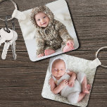 Aangepaste dubbelzijdige Baby twee foto Sleutelhanger<br><div class="desc">Ontwerp een gepersonaliseerde aandenken met deze aangepaste dubbelzijdige foto-sleutelhanger, ideaal voor het vastleggen van die kostbare pasgeboren of baby-momenten. Voeg twee verschillende foto's toe - een aan de voorkant en een andere aan de achterkant - om geboorteherinneringen of speciale momenten die je wilt koesteren te laten zien. Of het nu...</div>
