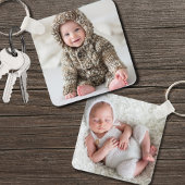 Aangepaste dubbelzijdige Baby twee foto Sleutelhanger