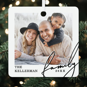 Aangepaste dubbelzijdige familie 2 foto metalen ornament