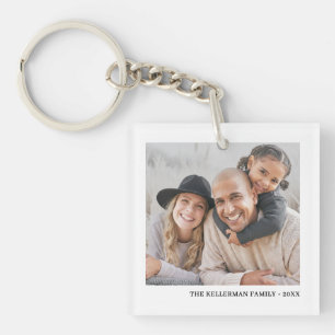 Aangepaste dubbelzijdige familie-fototwee foto sleutelhanger
