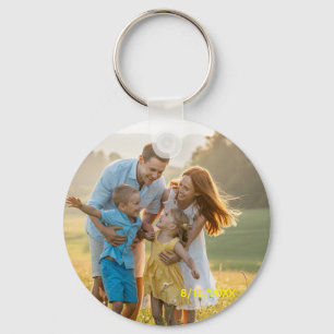 Aangepaste dubbelzijdige familie twee foto Kerst C Sleutelhanger