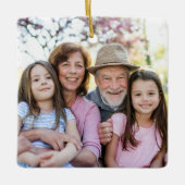 Aangepaste Dubbelzijdige Familie Twee Foto Kerstmi Keramisch Ornament (Voorkant)
