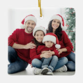 Aangepaste Dubbelzijdige Familie Twee Foto Kerstmi Keramisch Ornament (Voorkant)