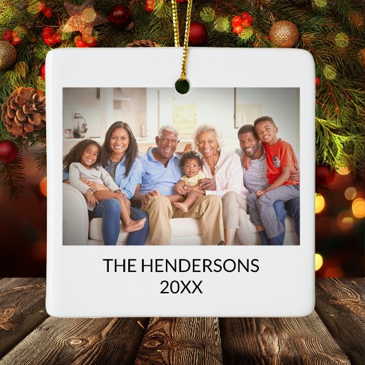 Aangepaste Dubbelzijdige Familiefoto Portret Kerst Keramisch Ornament