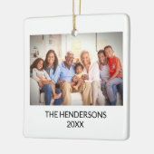 Aangepaste Dubbelzijdige Familiefoto Portret Kerst Keramisch Ornament (Links)