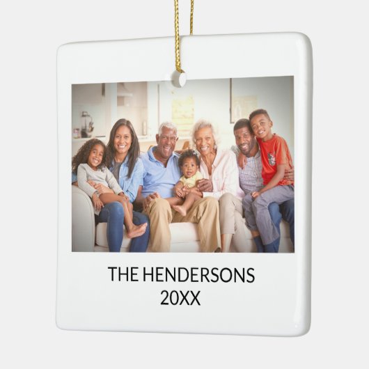 Aangepaste Dubbelzijdige Familiefoto Portret Kerst Keramisch Ornament (Links)