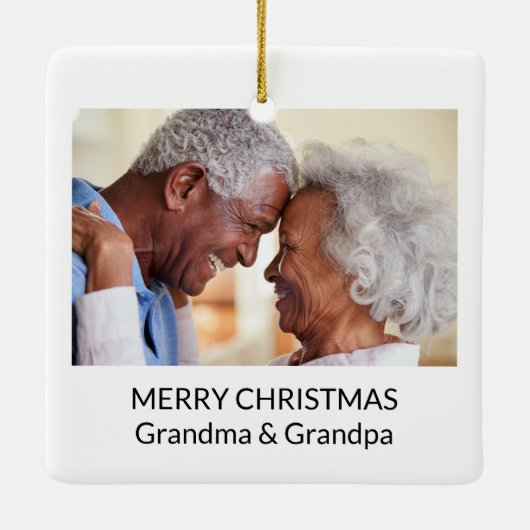 Aangepaste Dubbelzijdige Familiefoto Portret Kerst Keramisch Ornament (Achterkant)