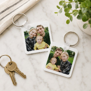 Aangepaste dubbelzijdige fotohouder met twee foto' sleutelhanger