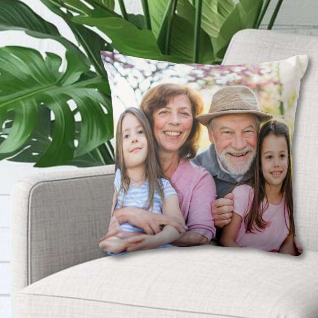Aangepaste dubbelzijdige gezinsfoto kussen (Custom Double Sided Family Photo Throw Pillow)