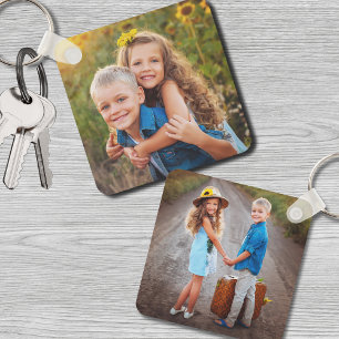 Aangepaste dubbelzijdige Kinder twee foto Sleutelhanger