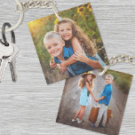 Aangepaste dubbelzijdige Kinder twee foto Sleutelhanger<br><div class="desc">Ontwerp een betekenisvolle aandenken met deze gepersonaliseerde dubbelzijdige kinder foto-sleutelhanger, een leuke manier voor ouders of grootouders om twee favoriete herinneringen te dragen. Voeg een speciaal afbeelding aan de voorkant en een ander aan de achterkant toe om momenten uit het leven van uw kind te laten zien. Hoewel het perfect...</div>