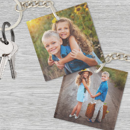 Aangepaste dubbelzijdige Kinder twee foto Sleutelhanger