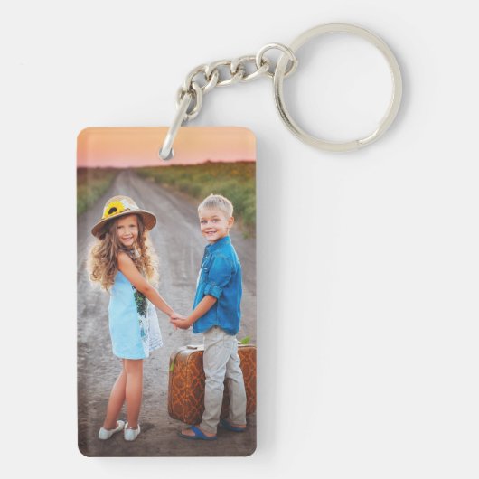 Aangepaste dubbelzijdige Kinder twee foto Sleutelhanger (achterkant)