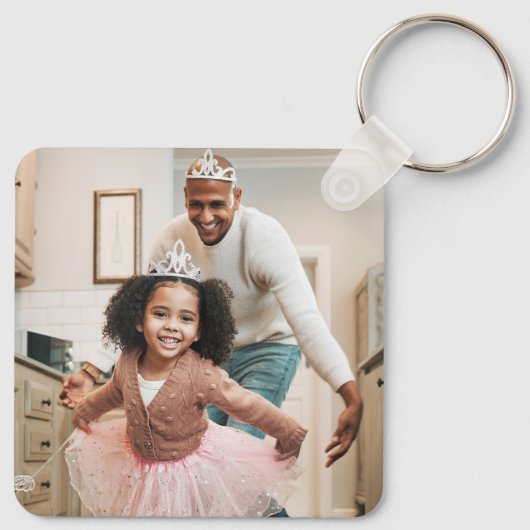 Aangepaste dubbelzijdige vader twee foto sleutelhanger (Achterkant)