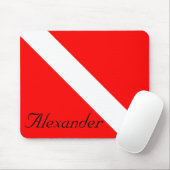 Aangepaste duiker naar beneden SCUBA vlag Rood en Muismat (Met muis)