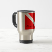 Aangepaste duiker naar beneden SCUBA-vlag Rood en Reisbeker (Voorkant links)