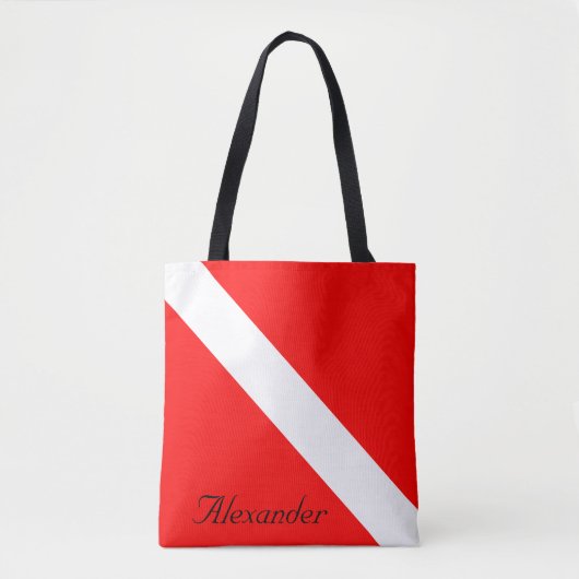 Aangepaste duiker naar beneden SCUBA vlag Rood en Tote Bag (Voorkant)