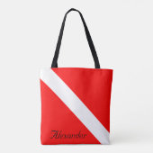 Aangepaste duiker naar beneden SCUBA vlag Rood en Tote Bag (Achterkant)
