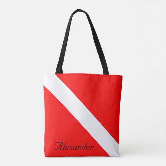 Aangepaste duiker naar beneden SCUBA vlag Rood en  Tote Bag (Achterkant)