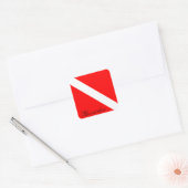 Aangepaste duiker naar beneden SCUBA-vlag Rood en Vierkante Sticker (Envelop)
