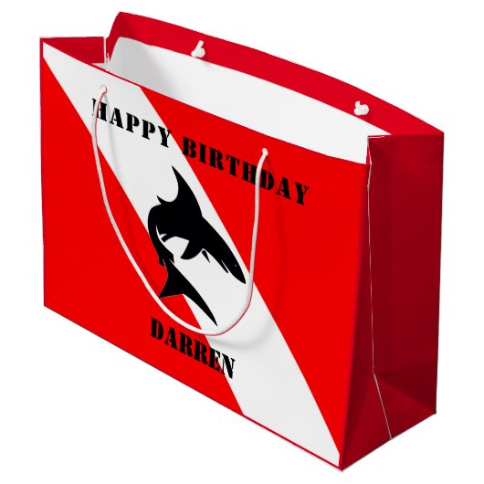 Aangepaste duikvlag en haai groot cadeauzakje (Achterkant Gekanteld)
