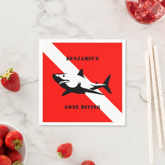 Aangepaste duikvlag en haai servet (Insitu)