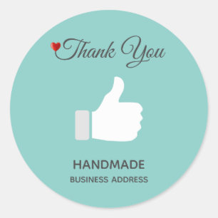 Aangepaste duim omhoog Afbeelding op lichtblauw Ronde Sticker