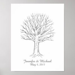 Aangepaste duimafdruk vingerafdruk Huwelijksboom G Poster