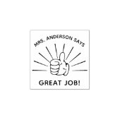 Aangepaste duimen omhoog Leraar Geweldige baan Ter Rubberstempel (Afrduk)