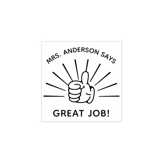 Aangepaste duimen omhoog Leraar Geweldige baan Ter Rubberstempel (Afrduk)
