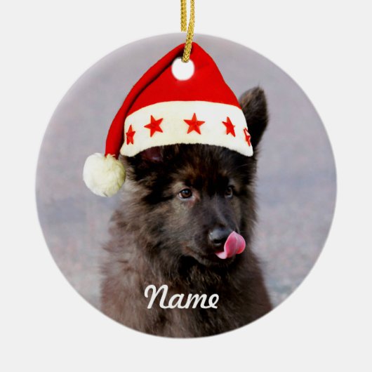 Aangepaste Duitse Herder Dog Christmas Pet Keramisch Ornament (Voorkant)