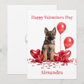 Aangepaste Duitse herder hart ballonnen Valentijn Feestdagenkaart (Voorkant / Achterkant)