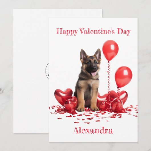 Aangepaste Duitse herder hart ballonnen Valentijn Feestdagenkaart (Voorkant / Achterkant)